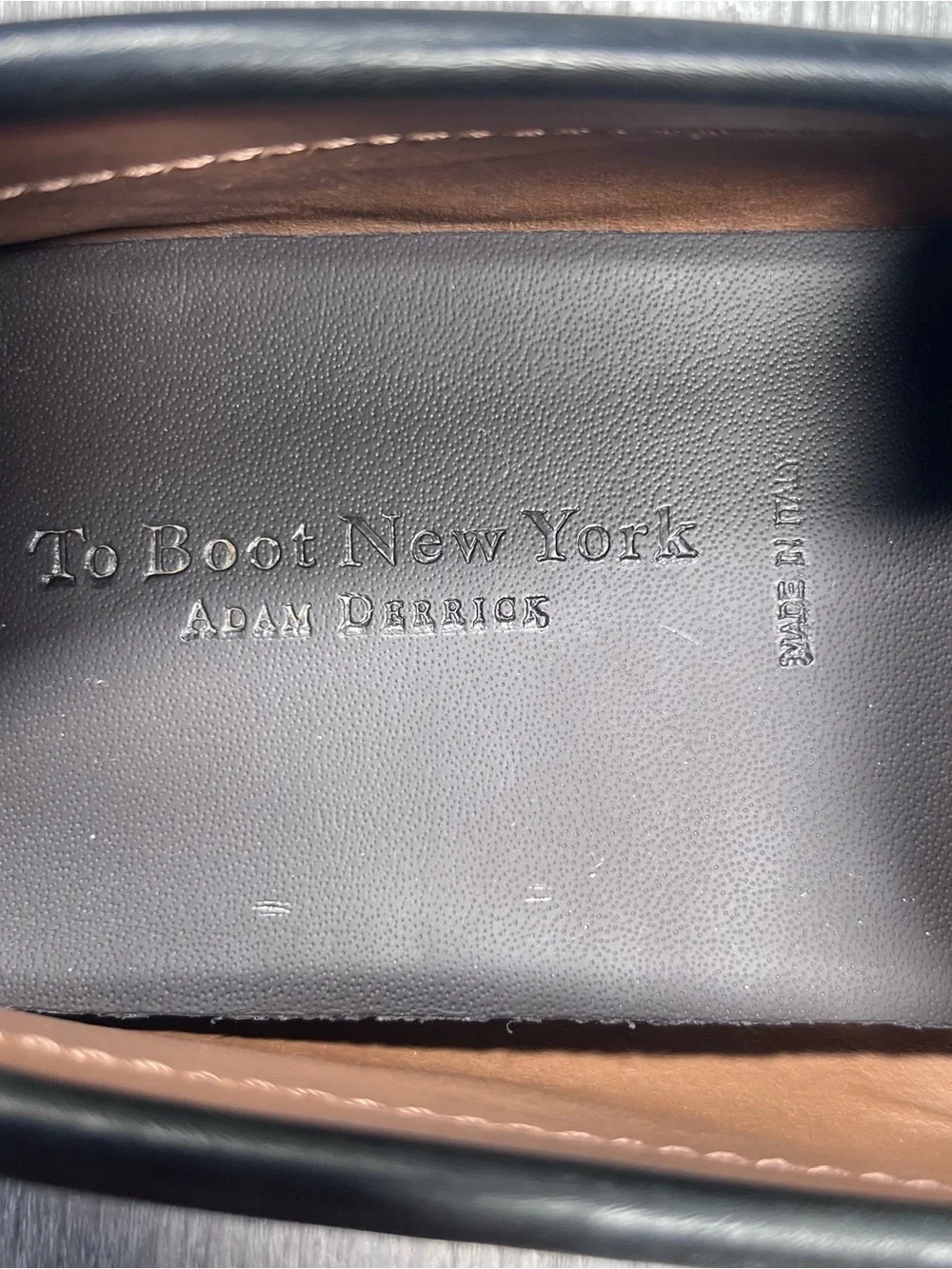 TO BOOT NEW YORK NASHUA MENS BLACK LEATHER HORSE BIT DRIVER LOAFERS SIZE 8 ITALY